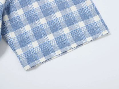 BOXY CROPPED FIT PLAID FLANNEL SHIRT