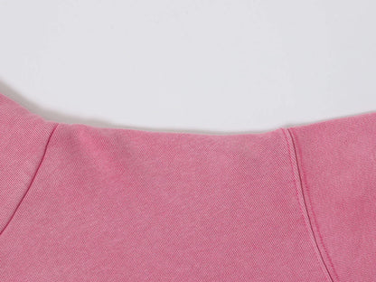480 GSM BOXY CROPPED FIT 'WASHED PINK' ZIP-UP HOODIE