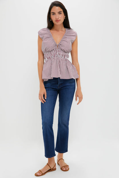 Burgundy Maia Stripe Hedda Top