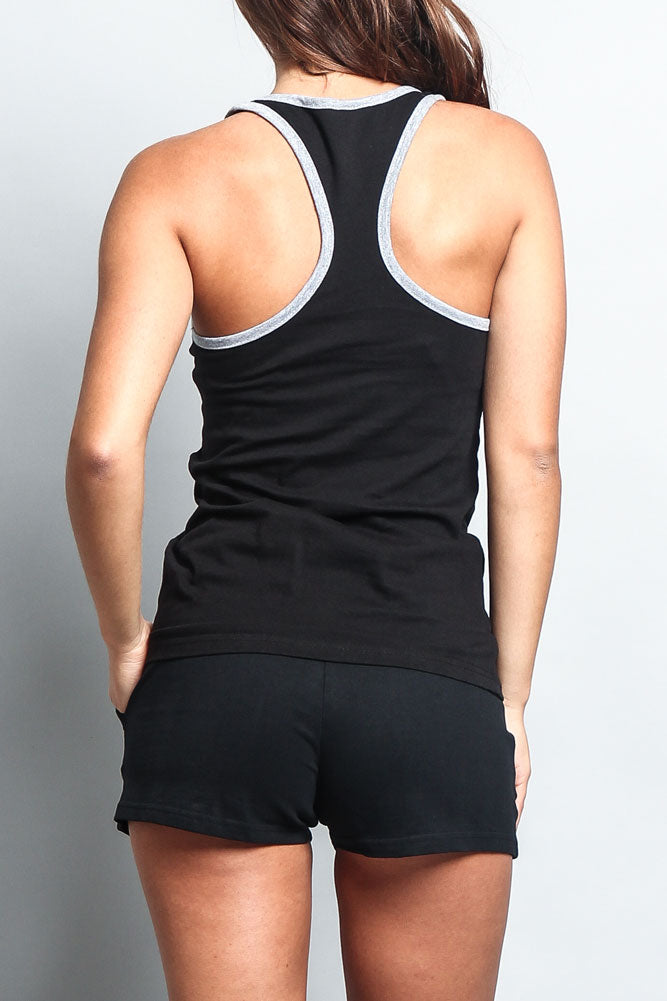 Women's Basic Contrast Piping Light Weight Tank Top (2-Pack)