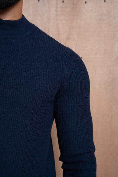 Capo TWIST Cotton 1/4 Zip Jumper - Navy