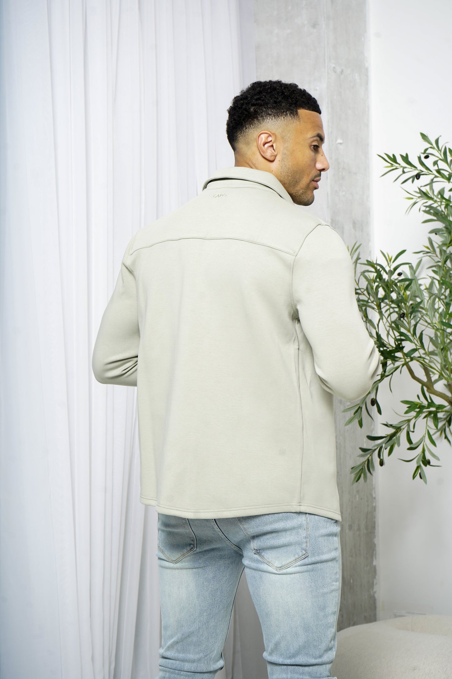 Capo Interlock Jersey Overshirt - Olive