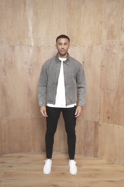 Capo Washed Zip Denim Jacket - Washed Black