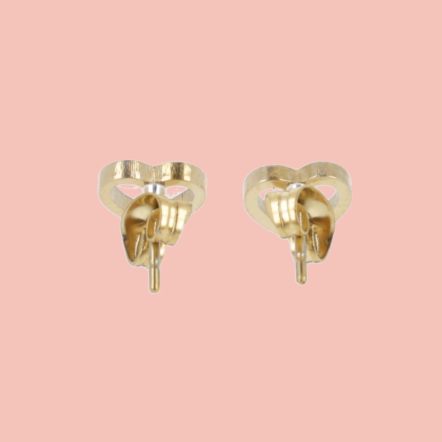 Small Cookie Cutter Heart Stud Earrings (Gold Plated)