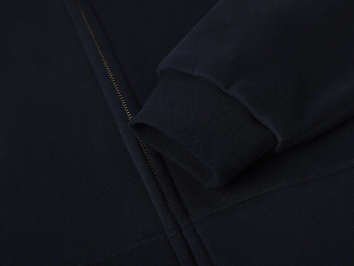 360 GSM CROPPED FIT 'NAVY BLUE' ZIP-UP HOODIE