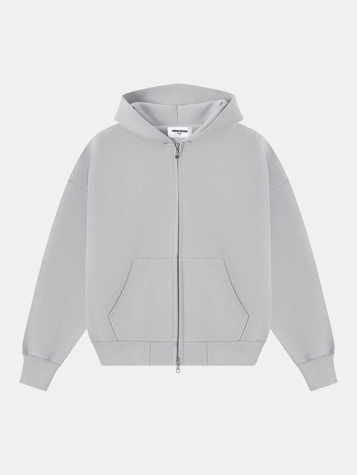 630 GSM BOXY CROPPED FIT 'ARCTIC GRAY' ZIP-UP HOODIE