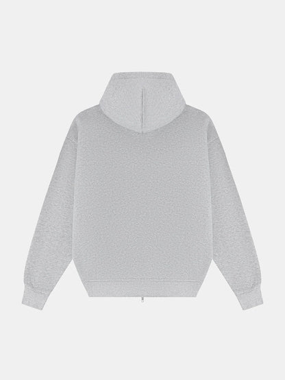 360 GSM CROPPED FIT 'FLOWER GRAY' ZIP-UP HOODIE