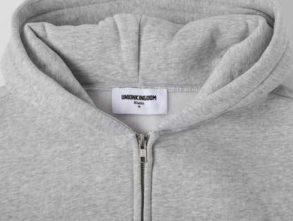 360 GSM CROPPED FIT 'FLOWER GRAY' ZIP-UP HOODIE