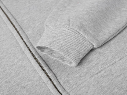 360 GSM CROPPED FIT 'FLOWER GRAY' ZIP-UP HOODIE