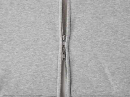360 GSM CROPPED FIT 'FLOWER GRAY' ZIP-UP HOODIE