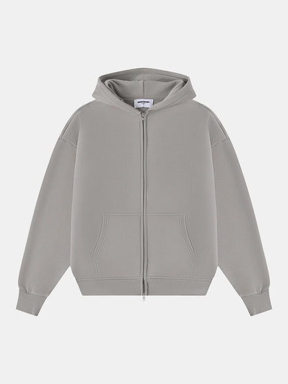 360 GSM CROPPED FIT 'SILVER GRAY' ZIP-UP HOODIE
