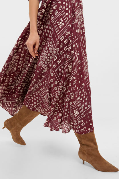 Brown Saddle Aelin Panel Silk Dress