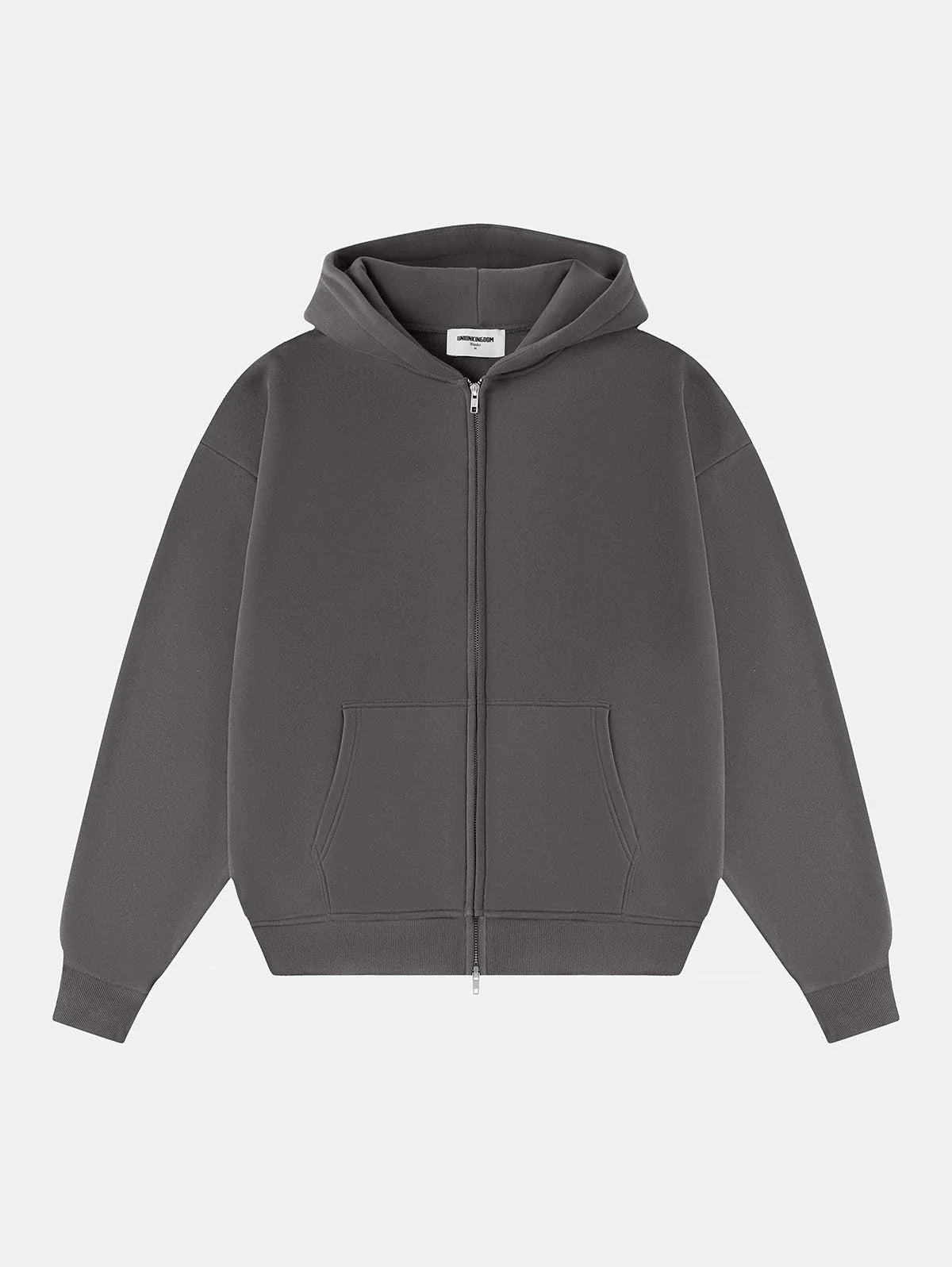 360 GSM CROPPED FIT 'FOG GRAY' ZIP-UP HOODIE