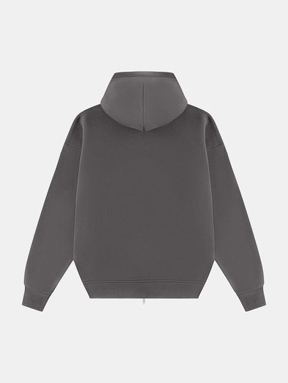 360 GSM CROPPED FIT 'FOG GRAY' ZIP-UP HOODIE