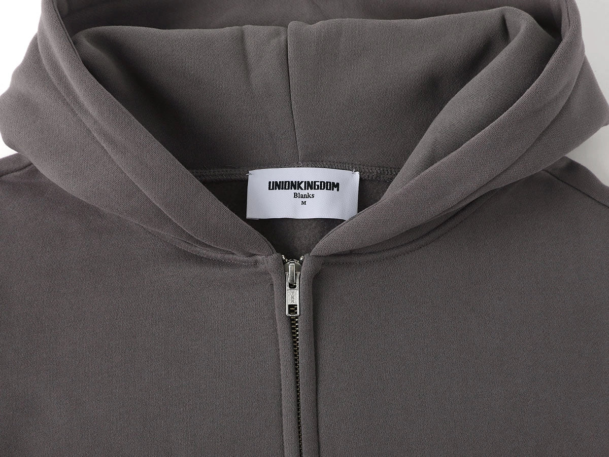 360 GSM CROPPED FIT 'FOG GRAY' ZIP-UP HOODIE