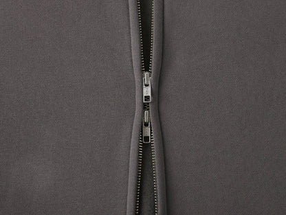 360 GSM CROPPED FIT 'FOG GRAY' ZIP-UP HOODIE