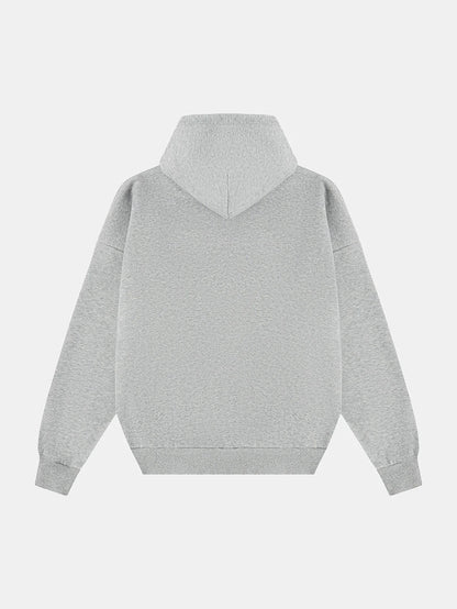 500 GSM BOXY CROPPED 'FLOWER GRAY' HOODIE